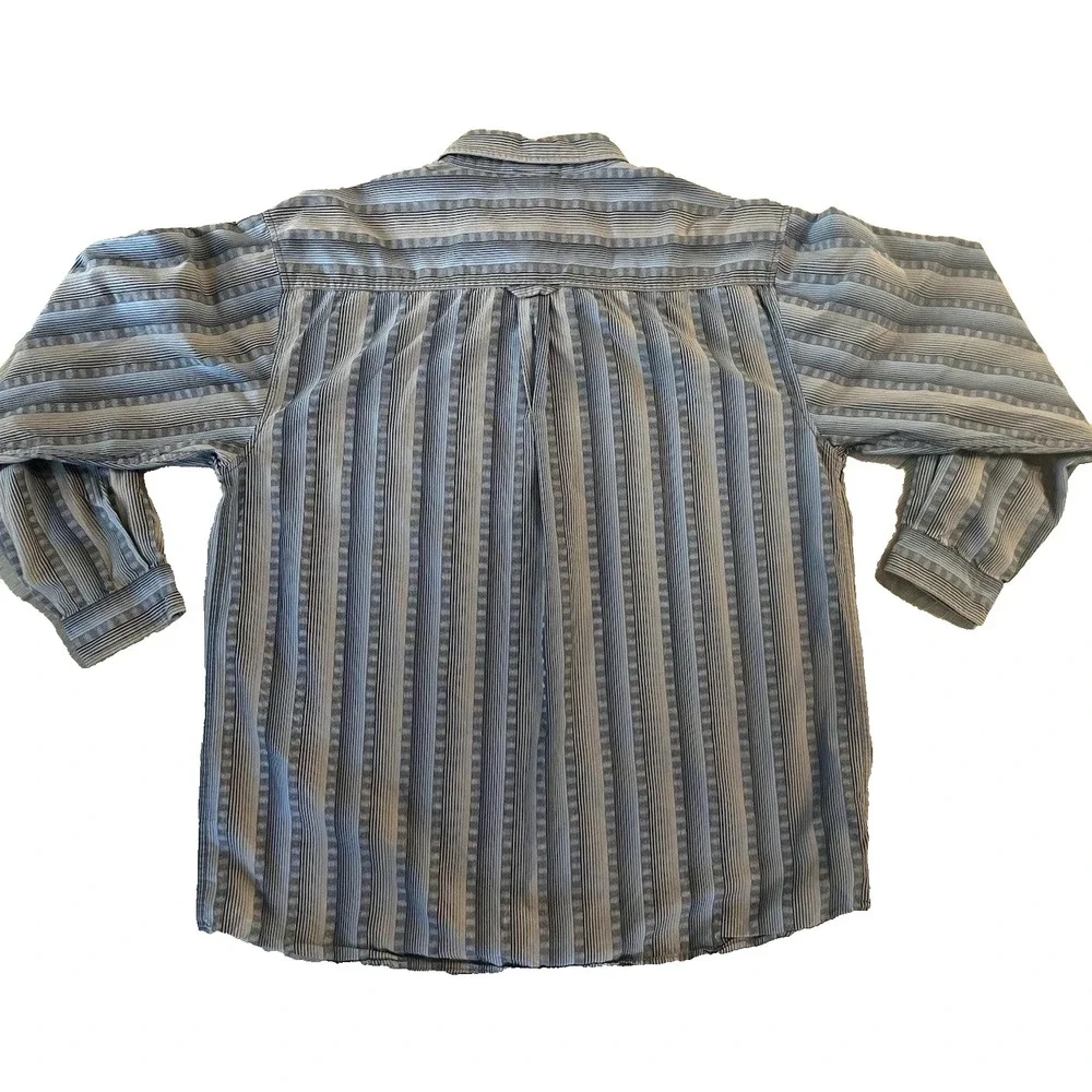 North Face Men's Sz XL Shirt A5 Series Button Long Sleeve Brown Blue Striped EUC